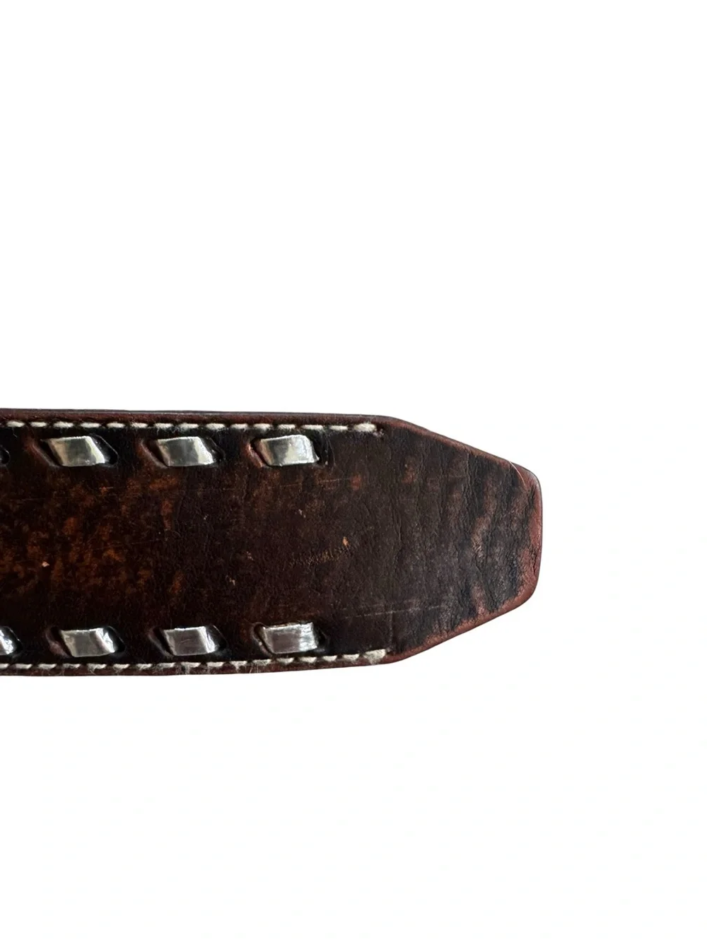 Fossil Western Leather Belt & Buckle Mens 38 EAGLE Tooled MB5804 Cowhide MotoFos